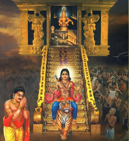 18 weapons with which Lord Ayyappa destroyed the evil denotes the 18 steps. Others are of the belief that the first five steps denotes the indriyas (eyes, ears, nose, tongue and skin). The next eight steps signifies the ragas (tatwa, kama, krodha, moha, lobha, madha, matsraya, and ahamkara. 